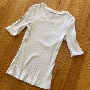 Anthropologie ribbed off white top size M